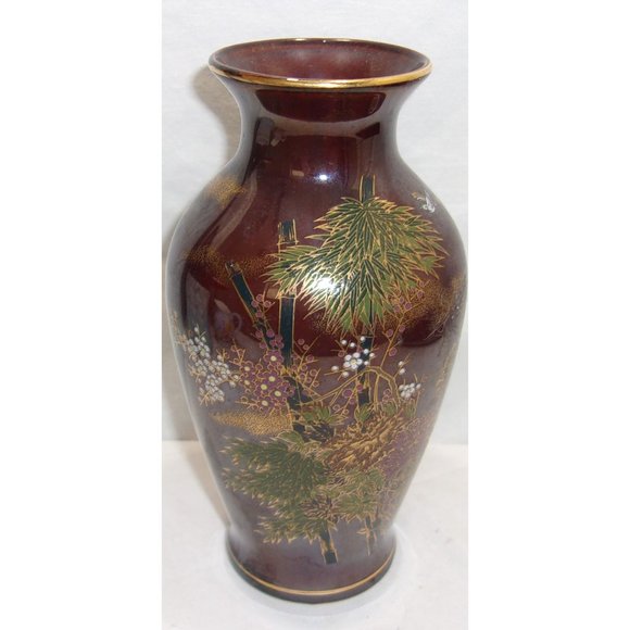 VTG Japanese Satsuma Style Brown Vase/Vessel Marked Japan 7 1/2" - Picture 1 of 9